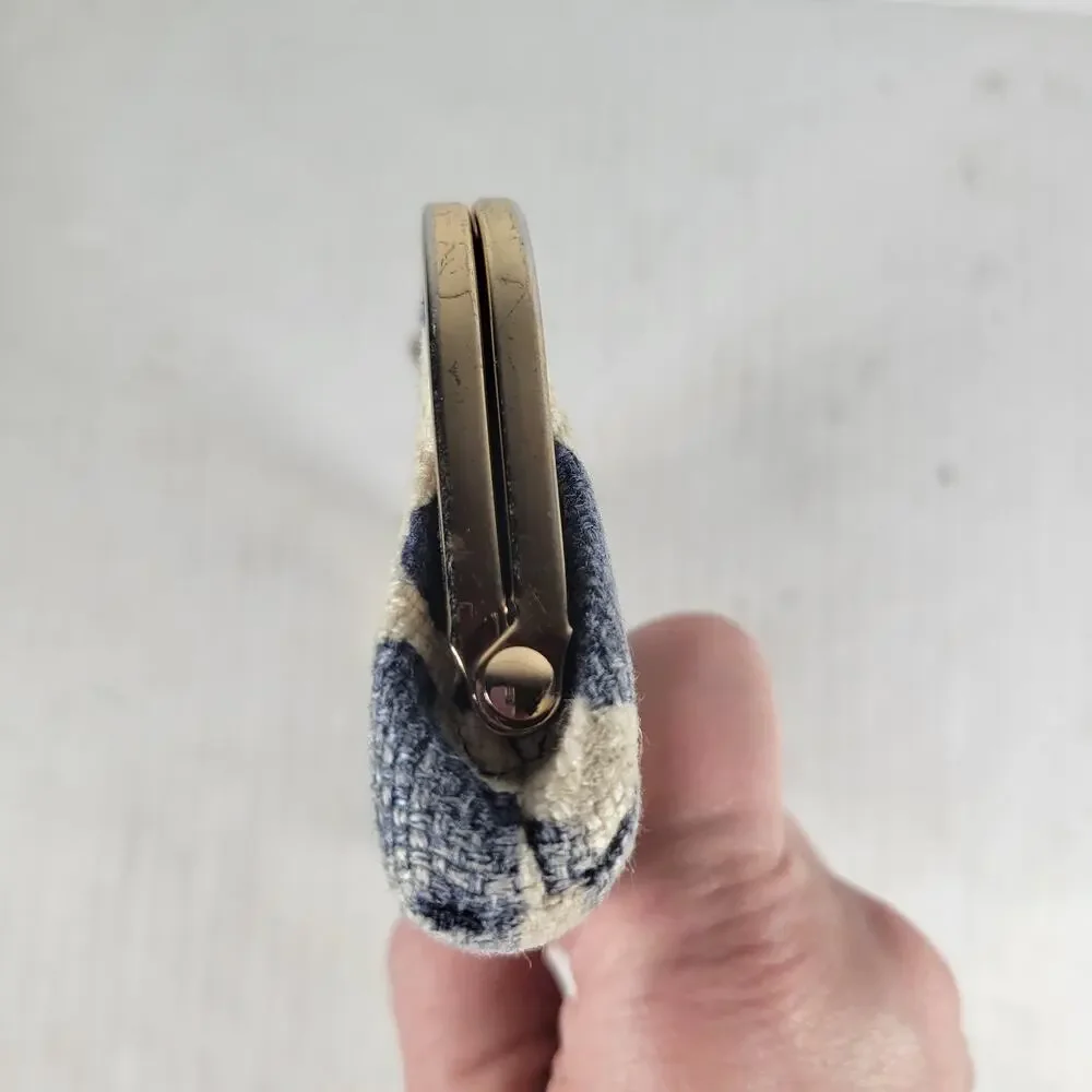 Spartina 449  Leather Linen Moroccan Mosaic Patterned Nautical Coin Purse - Picture 4 of 10